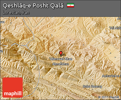 Satellite 3D Map of Qeshlāq-e Posht Qalā