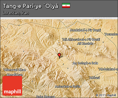 Satellite 3D Map of Tang-e Parī-ye `Olyā