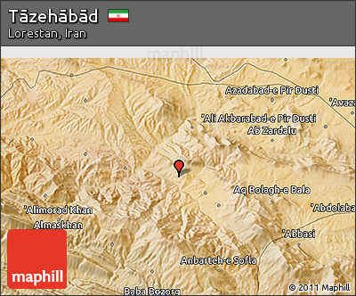 Satellite 3D Map of Tāzehābād