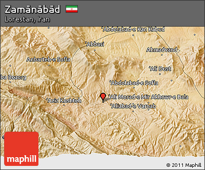 Satellite 3D Map of Zamānābād