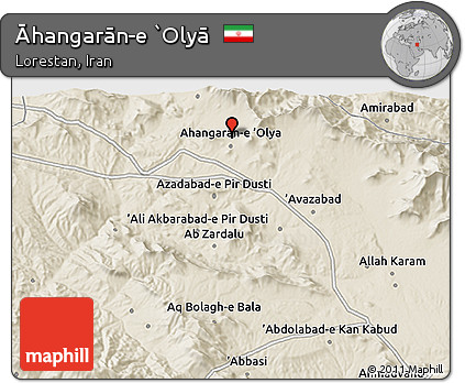 Shaded Relief 3D Map of Āhangarān-e `Olyā
