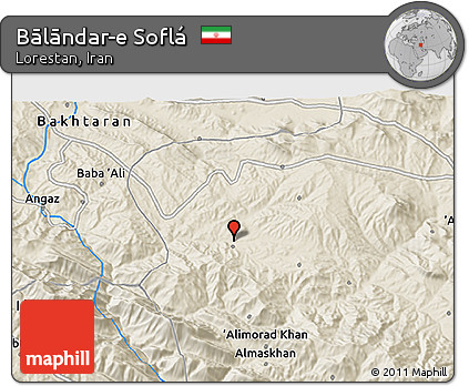 Shaded Relief 3D Map of Bālāndar-e Soflá