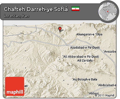 Shaded Relief 3D Map of Chafteh Darreh-ye Soflá