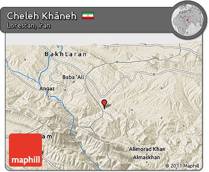 Shaded Relief 3D Map of Cheleh Khāneh