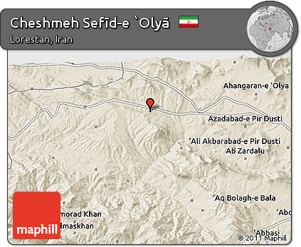 Shaded Relief 3D Map of Cheshmeh Sefīd-e `Olyā