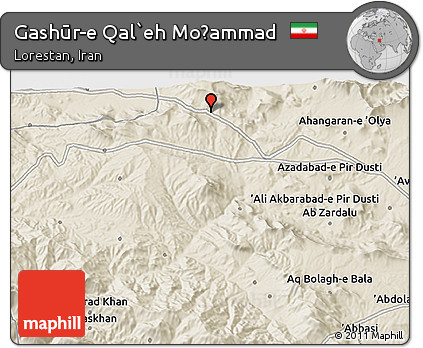 Shaded Relief 3D Map of Gashūr-e Qal`eh Moḩammad