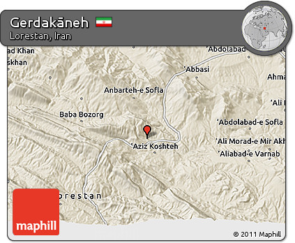 Shaded Relief 3D Map of Gerdakāneh