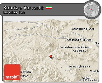 Shaded Relief 3D Map of Kahrīz-e Varvasht