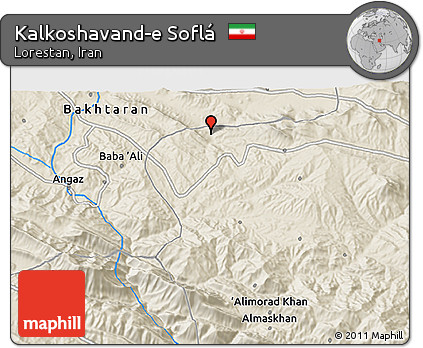 Shaded Relief 3D Map of Kalkoshavand-e Soflá