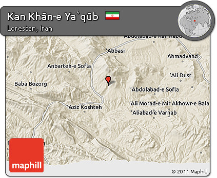 Shaded Relief 3D Map of Kan Khān-e Ya`qūb
