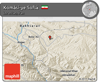Shaded Relief 3D Map of Komāsī-ye Soflá
