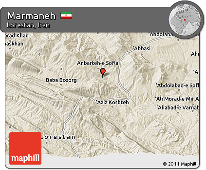 Shaded Relief 3D Map of Marmaneh