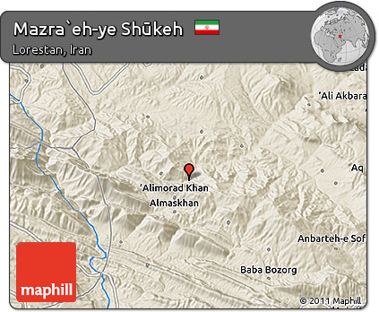 Shaded Relief 3D Map of Mazra`eh-ye Shūkeh