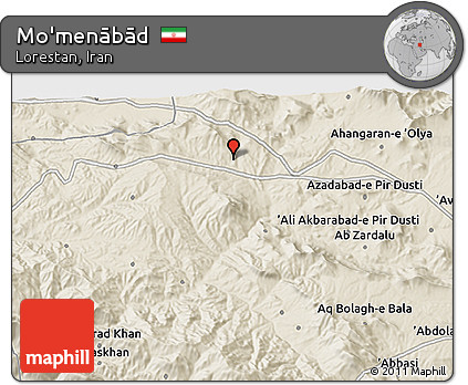 Shaded Relief 3D Map of Mo'menābād