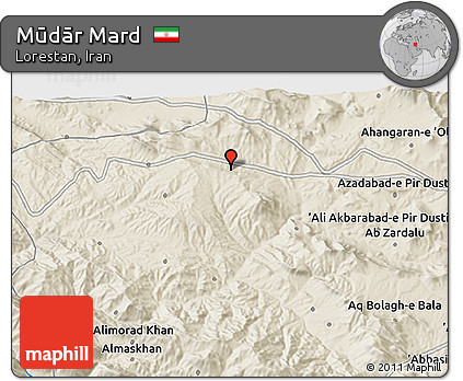 Shaded Relief 3D Map of Mūdār Mard