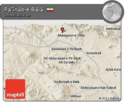 Shaded Relief 3D Map of Pa'īnāb-e Bālā