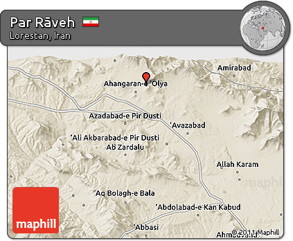 Shaded Relief 3D Map of Par Rāveh