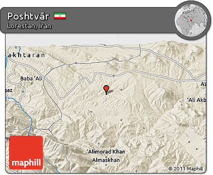 Shaded Relief 3D Map of Poshtvār
