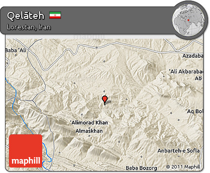 Shaded Relief 3D Map of Qelāteh