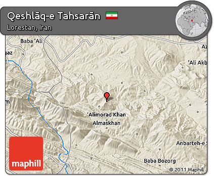 Shaded Relief 3D Map of Qeshlāq-e Tahsarān