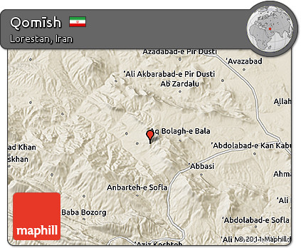 Shaded Relief 3D Map of Qomīsh