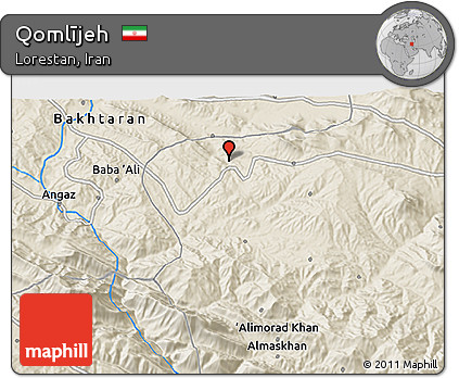 Shaded Relief 3D Map of Qomlījeh