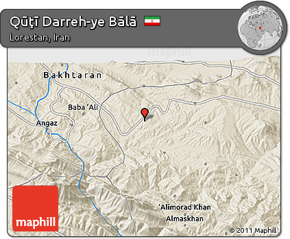 Shaded Relief 3D Map of Qūţī Darreh-ye Bālā