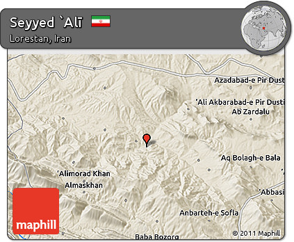 Shaded Relief 3D Map of Seyyed `Alī