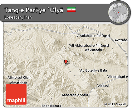 Shaded Relief 3D Map of Tang-e Parī-ye `Olyā