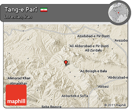 Shaded Relief 3D Map of Tang-e Parī