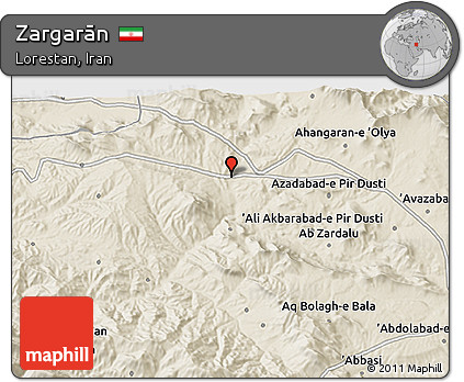 Shaded Relief 3D Map of Zargarān