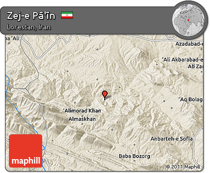 Shaded Relief 3D Map of Zej-e Pā'īn