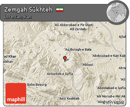 Shaded Relief 3D Map of Zemgah Sūkhteh
