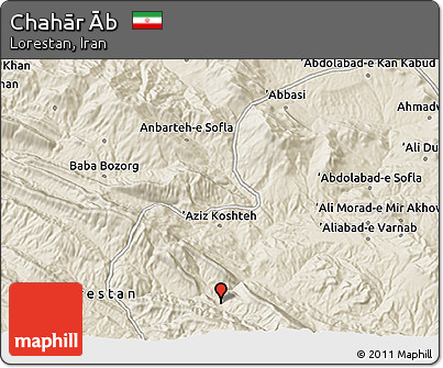 Shaded Relief 3D Map of Chahār Āb