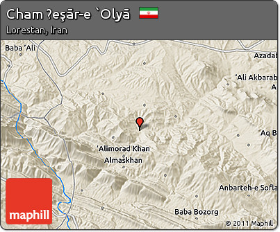 Shaded Relief 3D Map of Cham Ḩeşār-e `Olyā