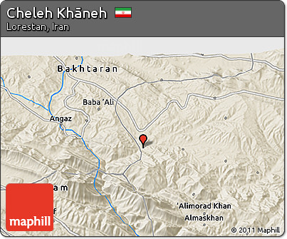 Shaded Relief 3D Map of Cheleh Khāneh