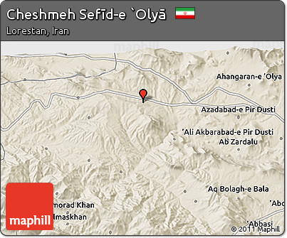 Shaded Relief 3D Map of Cheshmeh Sefīd-e `Olyā