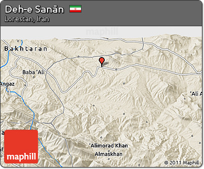 Shaded Relief 3D Map of Deh-e Sanān