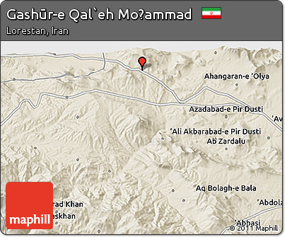 Shaded Relief 3D Map of Gashūr-e Qal`eh Moḩammad