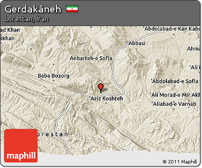 Shaded Relief 3D Map of Gerdakāneh