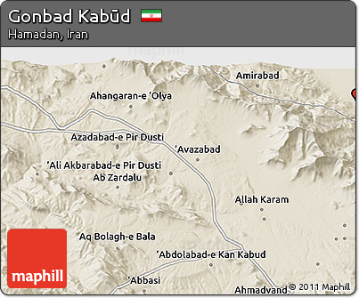 Shaded Relief 3D Map of Gonbad Kabūd