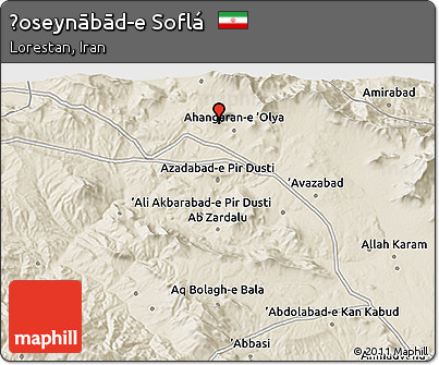 Shaded Relief 3D Map of Ḩoseynābād-e Soflá