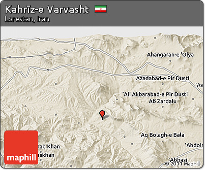 Shaded Relief 3D Map of Kahrīz-e Varvasht