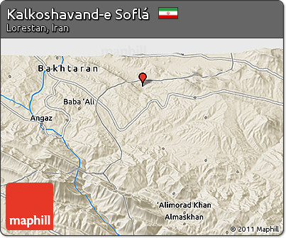 Shaded Relief 3D Map of Kalkoshavand-e Soflá