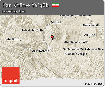 Shaded Relief 3D Map of Kan Khān-e Ya`qūb