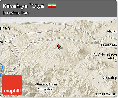 Shaded Relief 3D Map of Kāveh-ye `Olyā