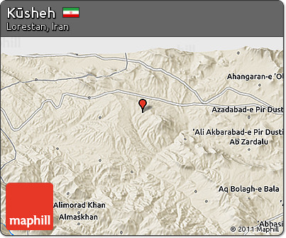 Shaded Relief 3D Map of Kūsheh