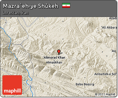 Shaded Relief 3D Map of Mazra`eh-ye Shūkeh
