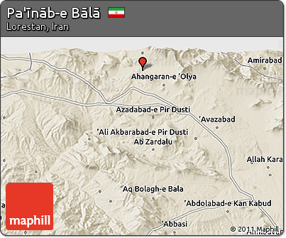 Shaded Relief 3D Map of Pa'īnāb-e Bālā