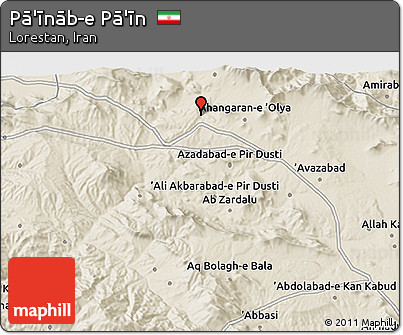 Shaded Relief 3D Map of Pā'īnāb-e Pā'īn
